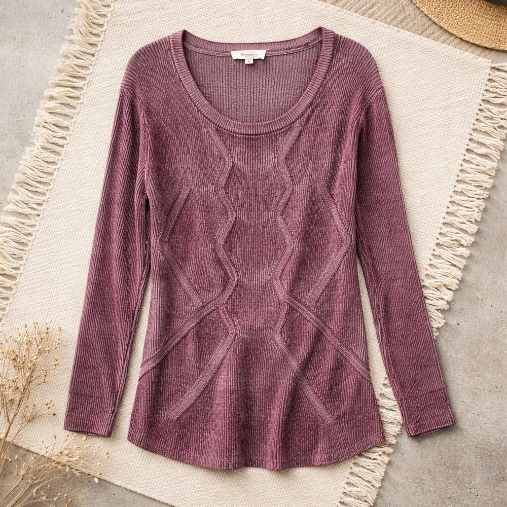 Vince Camuto M Womens Purple Ombre Diamond Knit Long Sleeve Sweater Medium